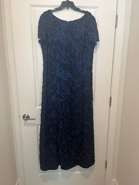 Beautiful navy blue floor-length evening gown